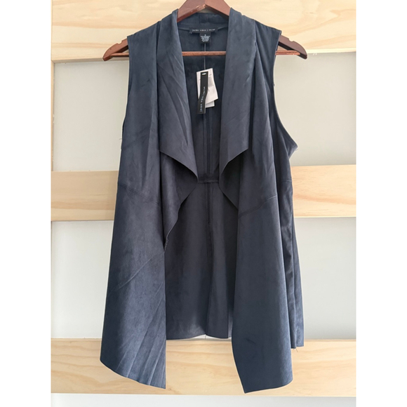 Joan Vass Faux Leather Waterfall Vest Sleeveless Jacket Size Small NWT - Picture 1 of 6